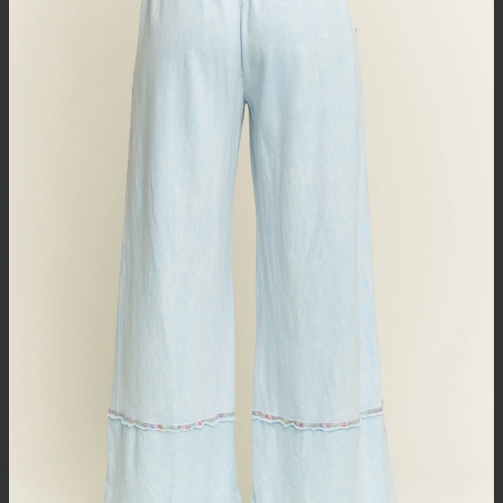 Sky Blue Wide Leg Women's Pants - Picture 3 of 4